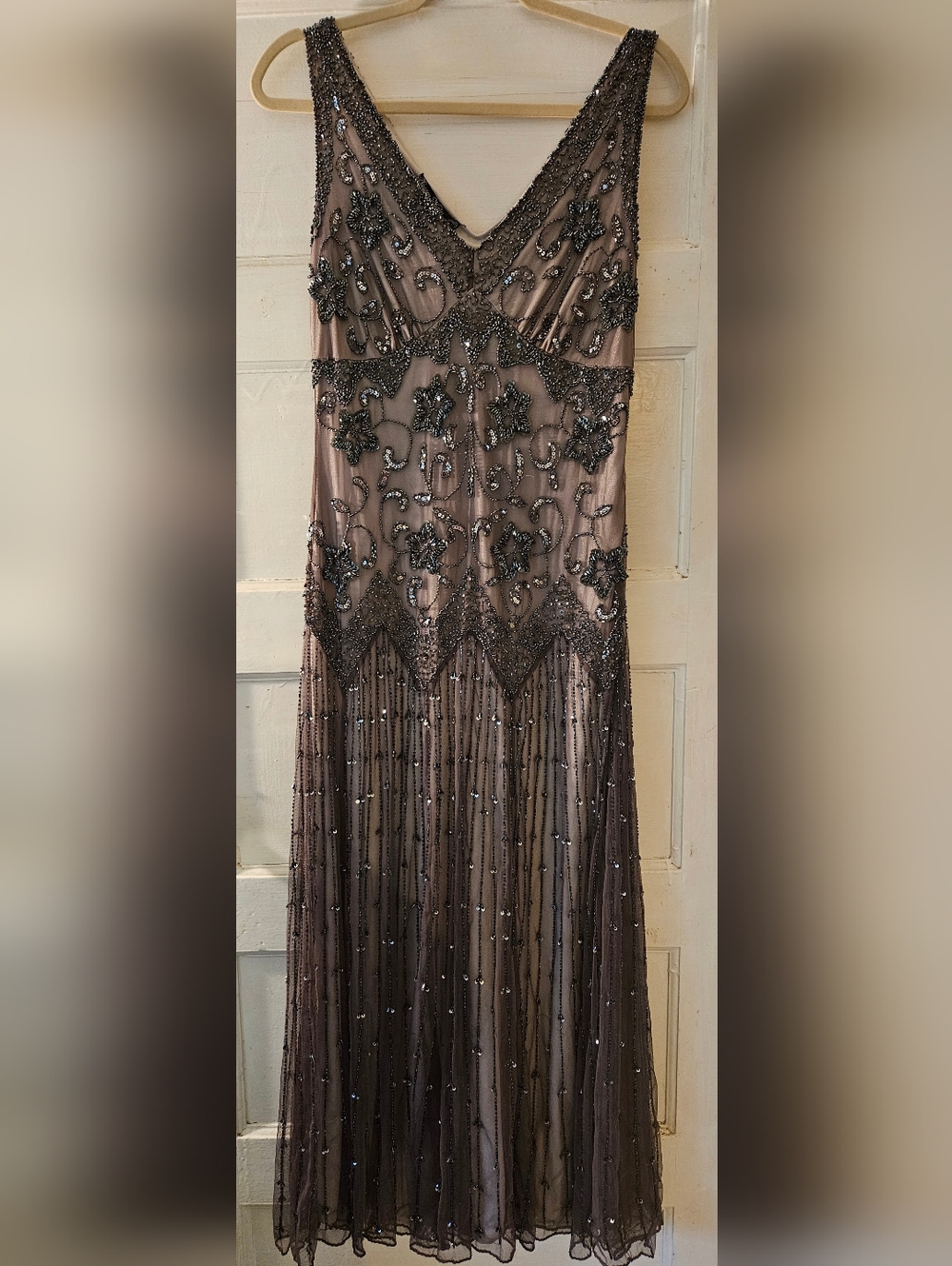 Pisarro Nights Beaded Lavender Blue Midi Dress